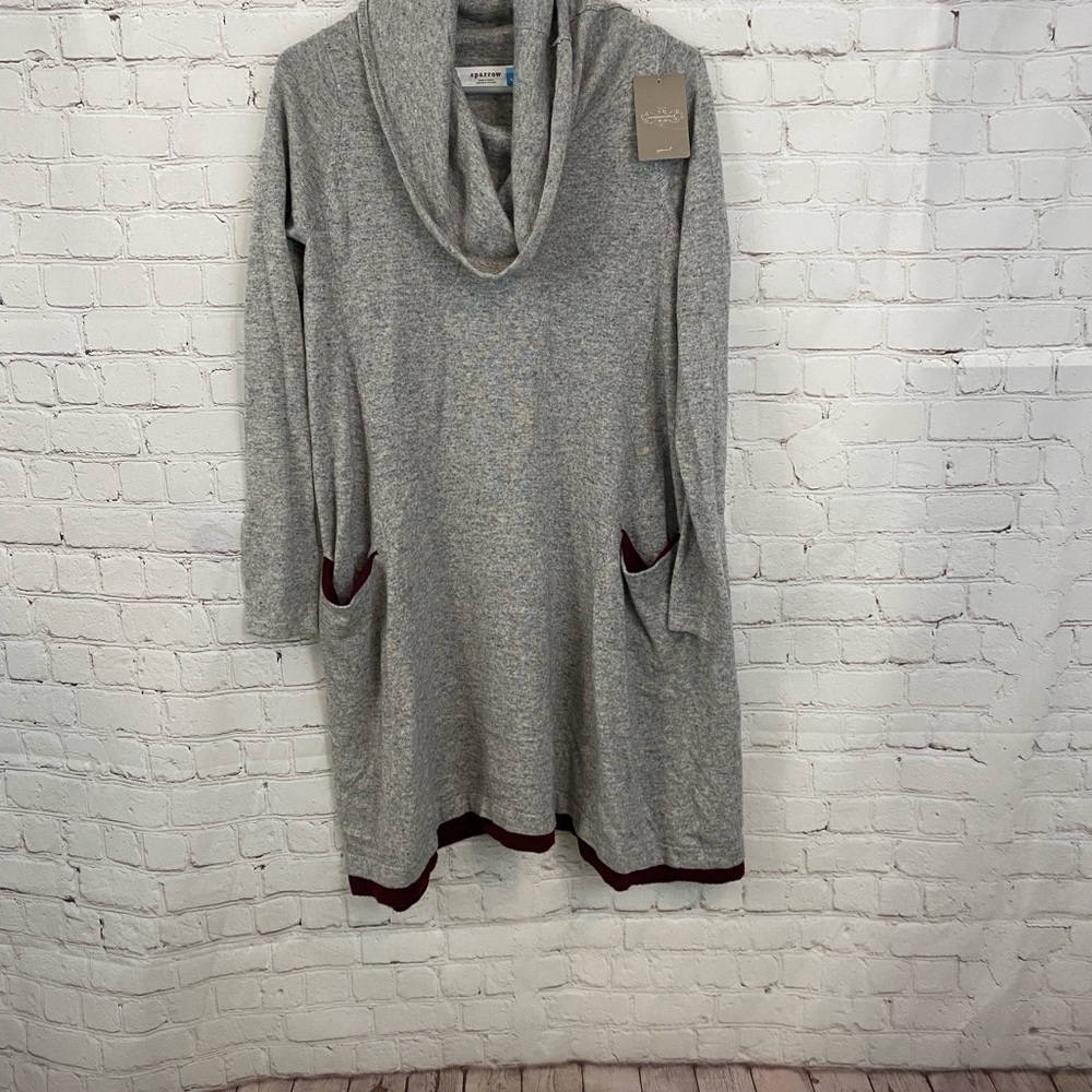 Anthropologie Sparrow Gray Cowl Neck Sweater Dress size XS NWT - Picture 2 of 8